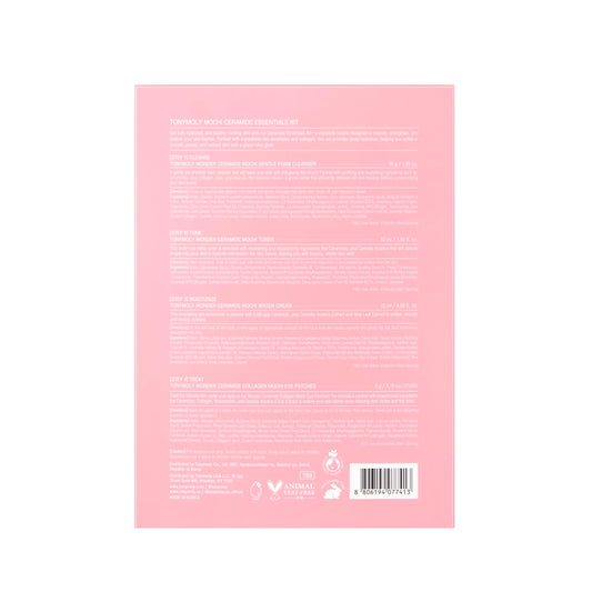 TONYMOLY Wonder Ceramide Mochi Essentials 4-Piece Skincare Set – Travel Toner, Cleanser, Cream & Eye Patches, Hydrating Korean Skincare Kit