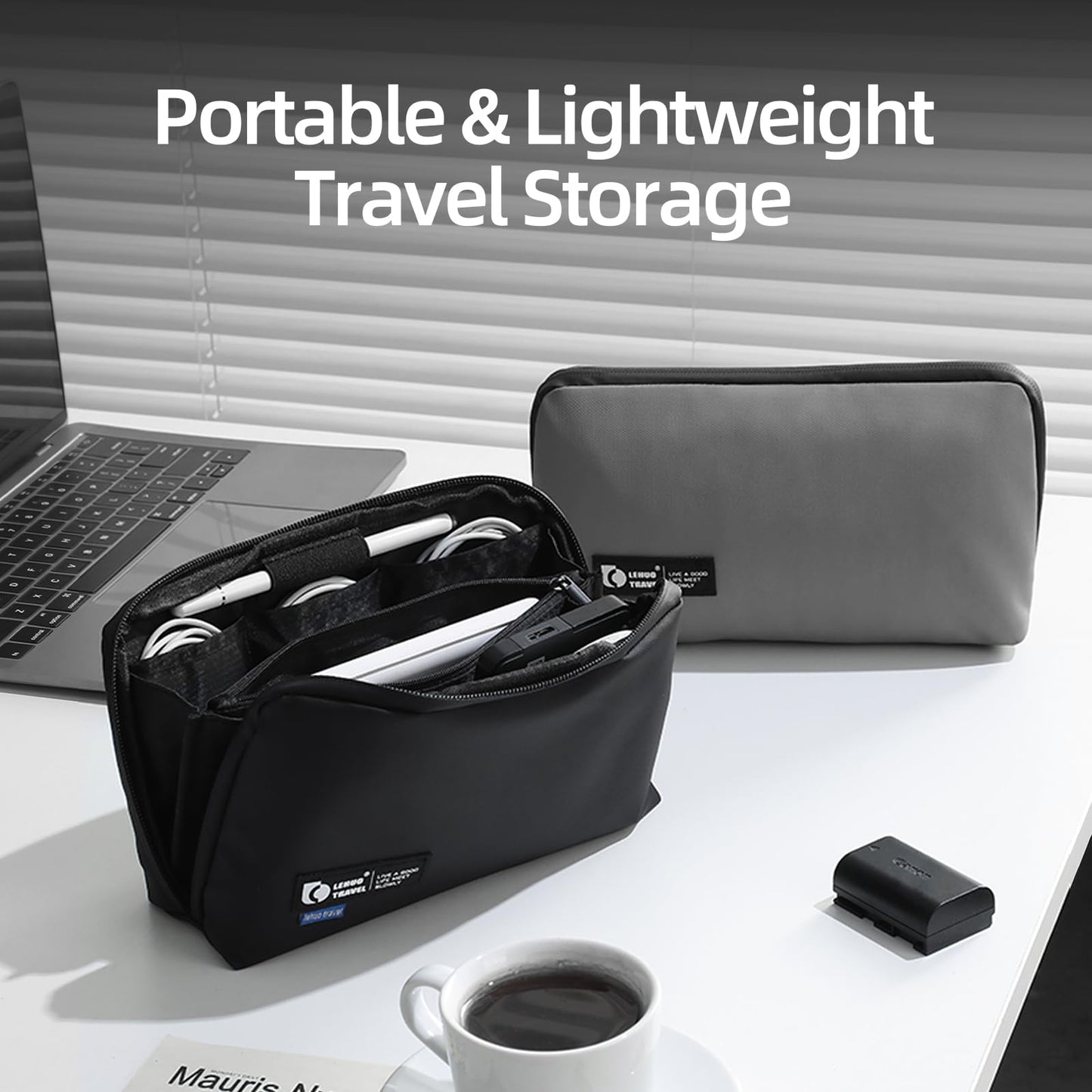 RIGHT AWAY Travel Tech Pouch，Waterproof Cord Case，Electronics Organizer Travel Case，Cable Organizer Storage Bag For Phone, Charger, Accessories(BLACK)