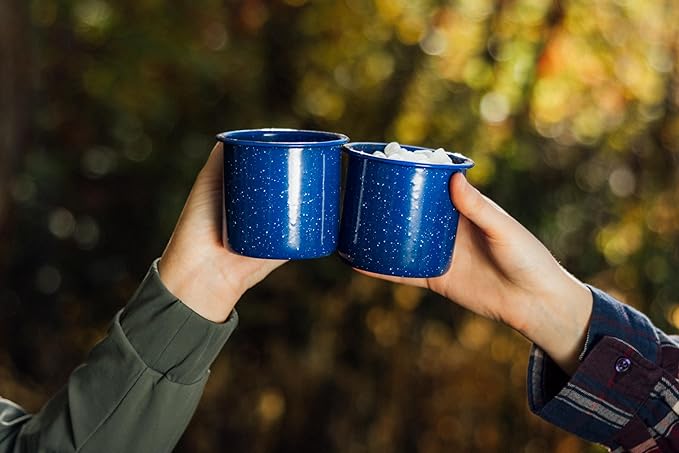 12 oz. Enamel Coffee Mug for Camping/Hiking, Durable Enamel Dishware, by Caddis Sports (12 Oz. (4 Pack))