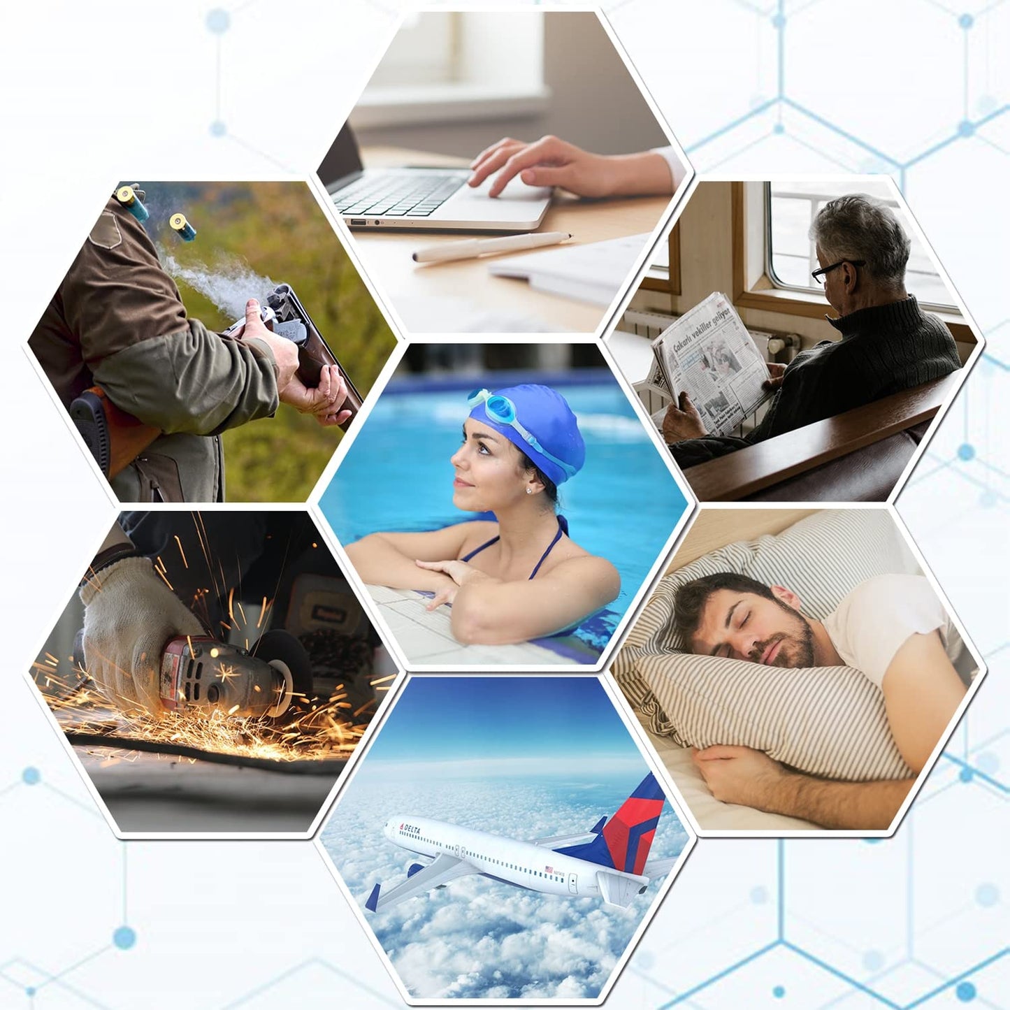 Ear Plugs for Sleeping - Vegpoet Reusable Moldable Silicone Earplugs Noise Cancelling Reduction for Concerts, Swimming, Shooting, Snoring, Airplane, Musicians, Motorcycle, 12 Pack Deep Blue