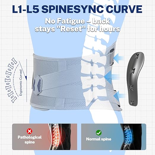 Back Brace for Lower Back Pain Relief, Ergonomic Curved Lumbar Support, Ultra Breathable Knitted Fabric, Adjustable Fit for Under Clothes, Sciatica, Scoliosis, Posture, Lifting, Size XL