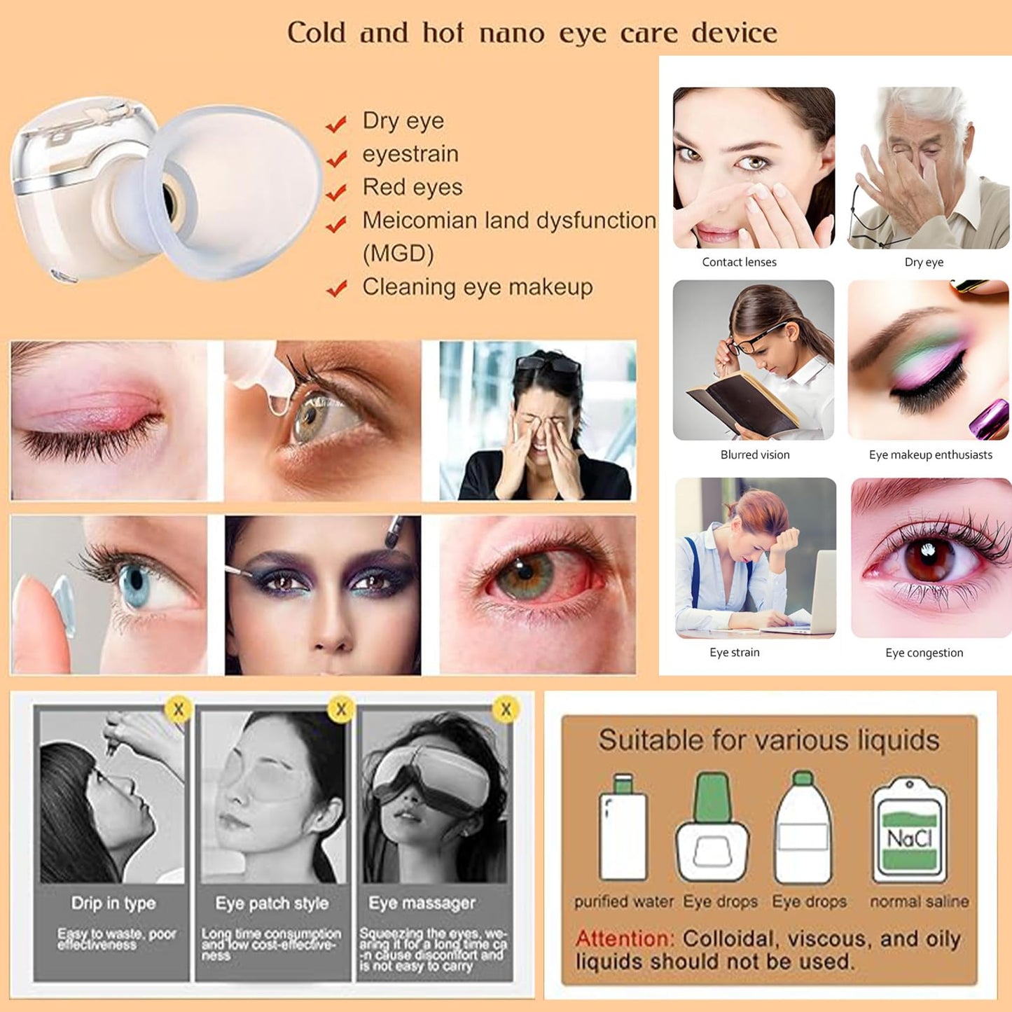 JEINHAIO Eye Mist Sprayer for Dry Eyes Portable Warm Compress Eyes Heated Nano Mister for Eyelid Eye Skin SPA Eye Steam Relief Dry Eyes and Stye Mini Eye Drops Tool