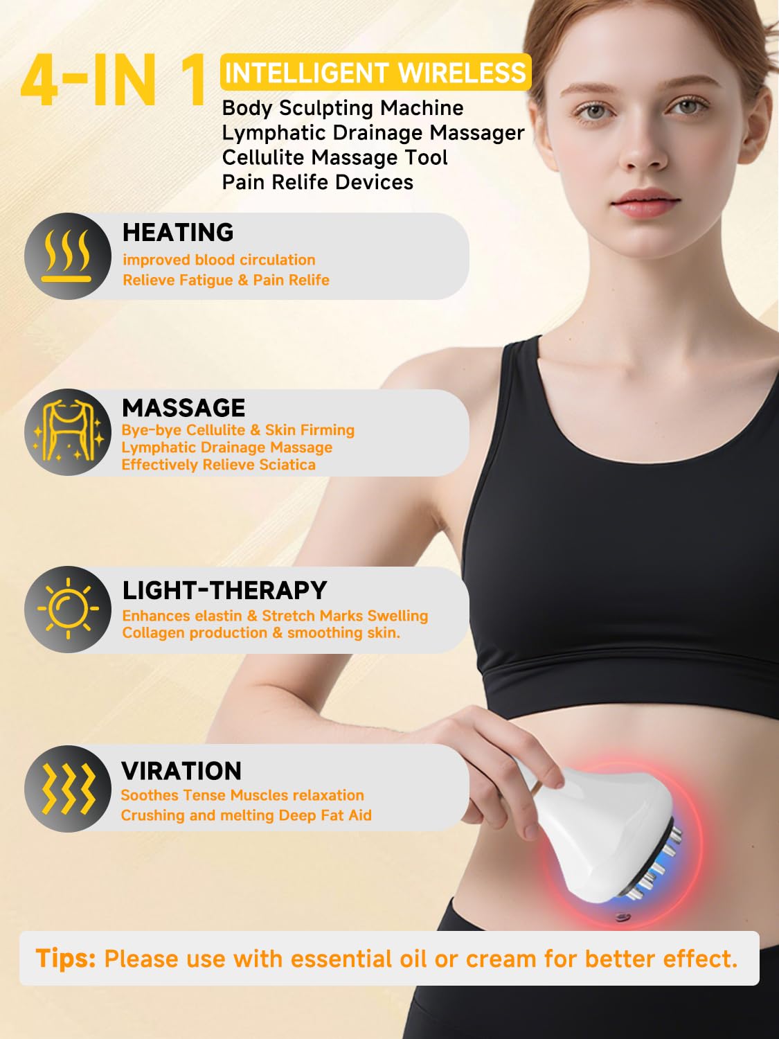 Body Sculpting Machine, Lymphatic Drainage Massager & Anti Cellulite Massage Tool, Helps Reduce Stretch Marks & Cellulite, Pain Relief Devices for Sciatica Nerve, Legs, Arms, Hip, Muscle & Lower Back