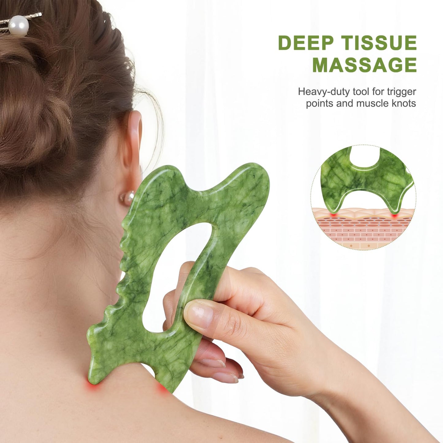 airogym 6-in-1 Jade Body Gua Sha Body Tools - Lymphatic Drainage Tool, Body Sculpting Tool & Acupressure Tool - Body Guasha, Trigger Point Massage Tool for Fascia Massage and Cellulite