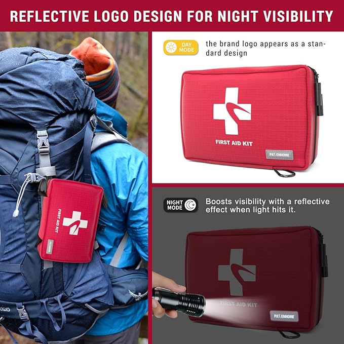 Compact First Aid Kit 300 PCS – Small Waterproof Emergency Medical Kit for Home, Car, Travel, Camping, Hiking, Truck, Office, Sports & Outdoor – Lightweight First Aid Bag