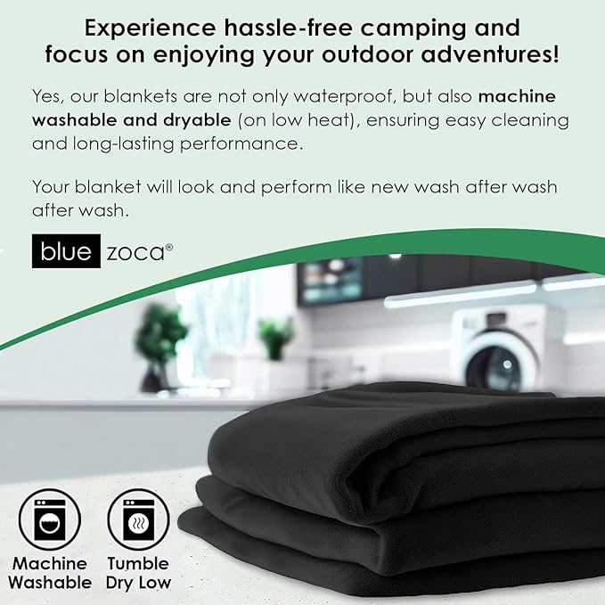 Beach Blanket Waterproof Sandproof Waterproof Blanket for Camping, Hiking, Outdoor Sporting Events, Picnics & More | Machine Washable & Pet Friendly | Travel Size - 65x50in Black