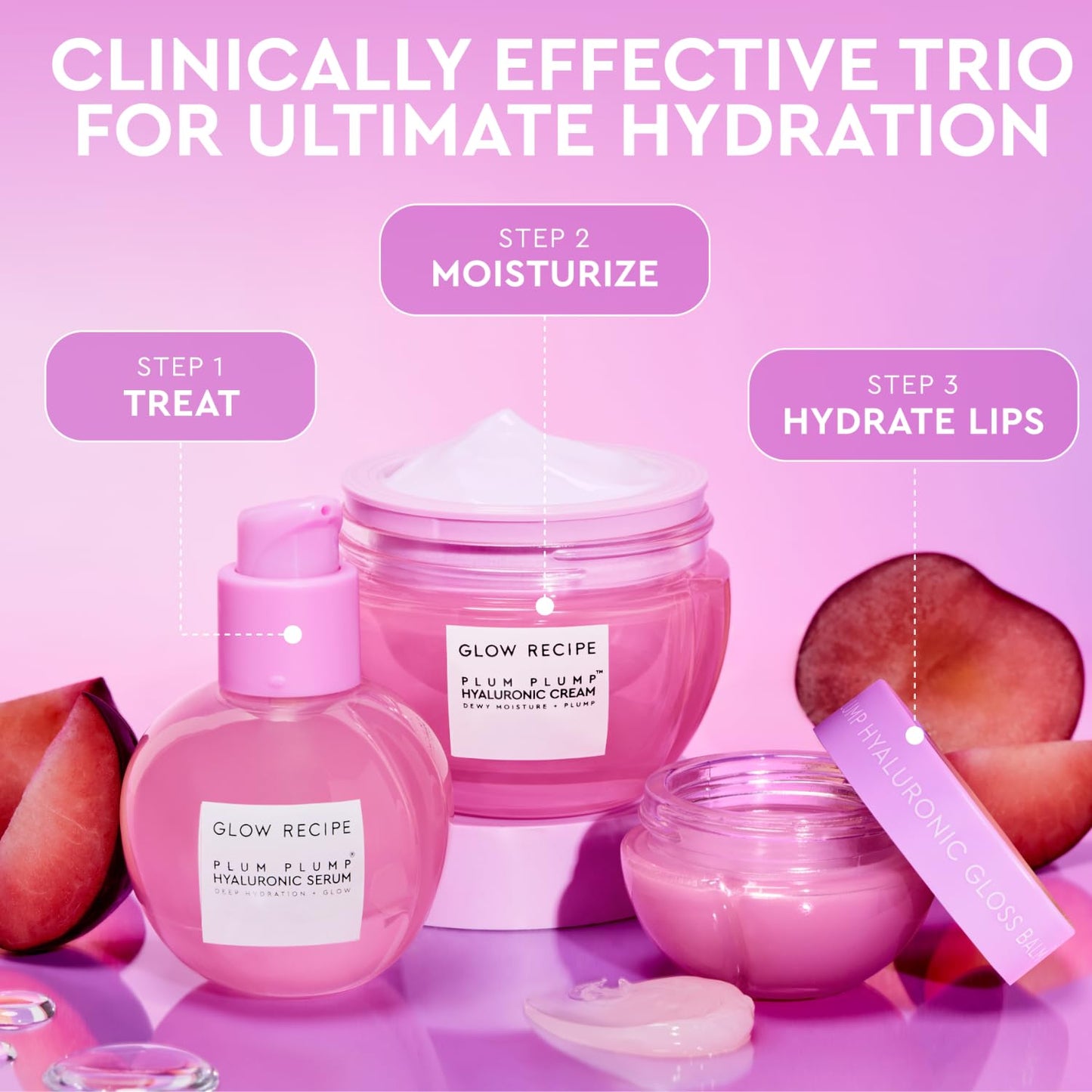 Glow Recipe Plum Plumping & Hydrating Hyaluronic Acid Korean Skin Care Serum - Antioxidant Anti Aging Face Serum + Vitamin B5 for Lasting Skin Barrier Repair & Firming Lines & Wrinkles - Vegan, 30ml