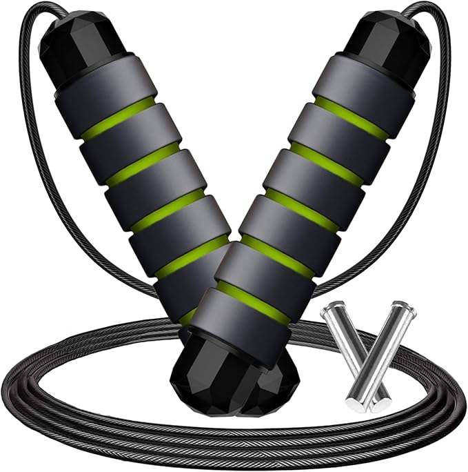 Adjustable Weighted Jump Rope, 9ft Long Tangle-Free Rapid Speed Jumprope for Exercise Calisthenics Fitness Jumping Skipping Double Dutch Boxing Crossfit, Workout Stuff for Women Men Kids Adult