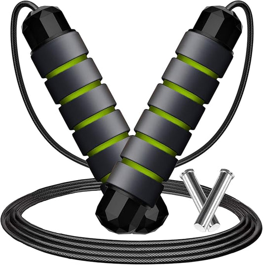 Adjustable Weighted Jump Rope, 9ft Long Tangle-Free Rapid Speed Jumprope for Exercise Calisthenics Fitness Jumping Skipping Double Dutch Boxing Crossfit, Workout Stuff for Women Men Kids Adult
