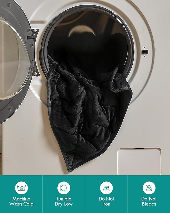 Kaisa Weighted Blanket for Adults (7 lbs, 41" x 53"),Soft Weighted Lap Blanket Machine Washable, Small Heavy Blankets with Glass Beads for Travel & Sleep,Black