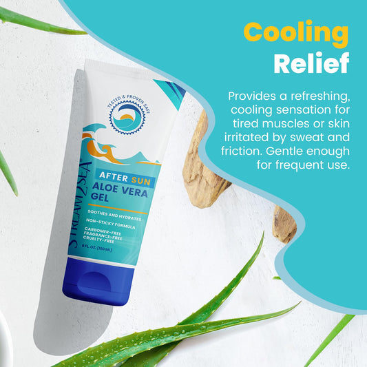 STREAM 2 SEA Soothing Aloe Vera Gel, Reef Safe Paraben Free All Natural Underwater Sting and Sunburn Relief, After Sun Care for Face and Body Easy to Absorb Hydration Moisturizing Formula, 6 Fl oz
