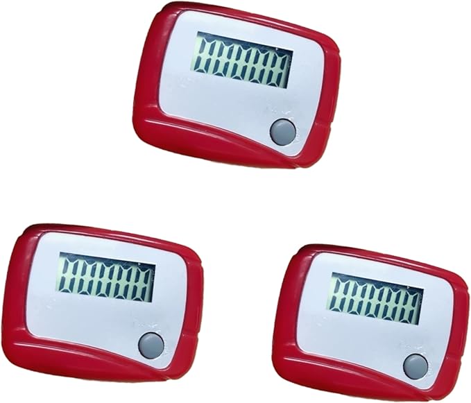 3Pcs Portable Counter Mini Digital LCD Pedometer Sports Walking Running Step Counter Meter Walking Distance Miles,Exercise Time, Calorie Counter, Daily Target Monitor,Electronics and Gadgets,Red