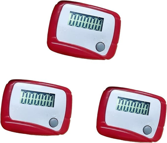 3Pcs Portable Counter Mini Digital LCD Pedometer Sports Walking Running Step Counter Meter Walking Distance Miles,Exercise Time, Calorie Counter, Daily Target Monitor,Electronics and Gadgets,Red