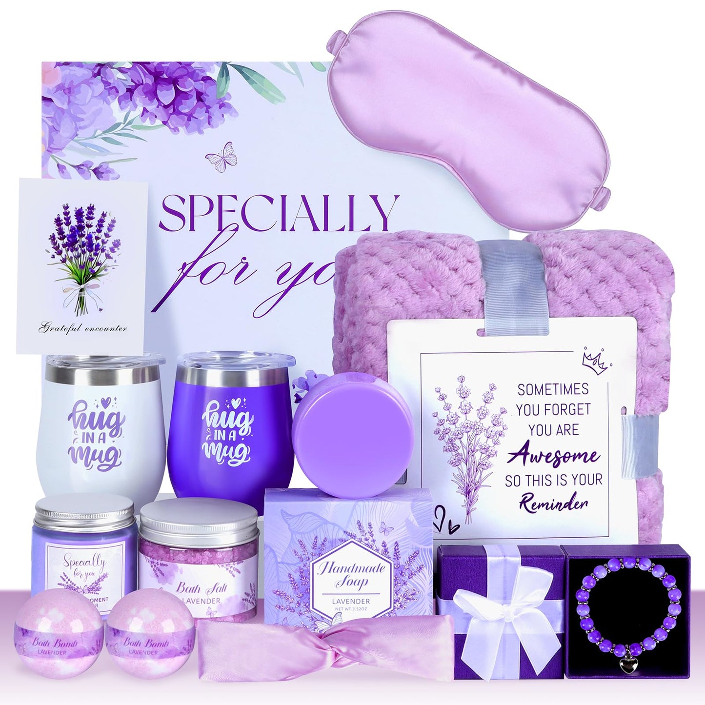 Kaulbiat Get Well Soon Gifts Baskets for Women Self Care Gifts, 12pcs Happy Birthday Gift Basket for Women Unique Gifts Set Ideas Relaxing Birthday Box w/Blanket for Her Mom Best Friends Female Sister