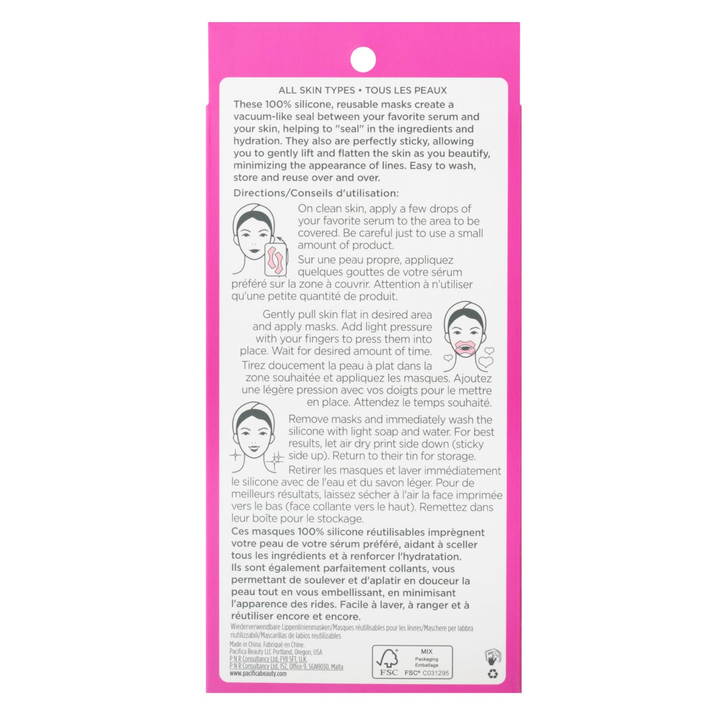 Pacifica Beauty Reusable Lip Line Mask, Skincare, Silicone Mask, For Fine Lines and Wrinkles, Lift and Firm, Pair with Serum, Storage Tin Included, Skin Care, Face Masks Skincare, Vegan, 2 Pieces