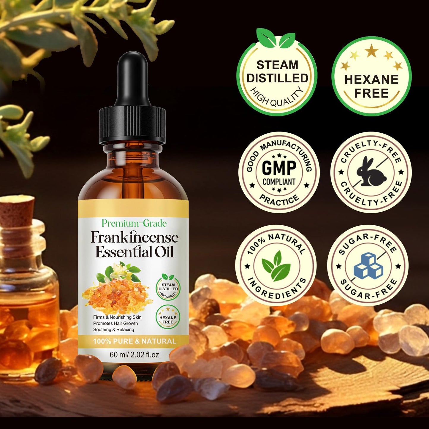 2 Pack Frankincense Resin Oil for Face, Reduces Fine Lines & Wrinkles, Soothes Irritated Skin, Face Anti-Aging Anti-Wrinkles Hydrates Frankincense Essential Oil for Wrinkle