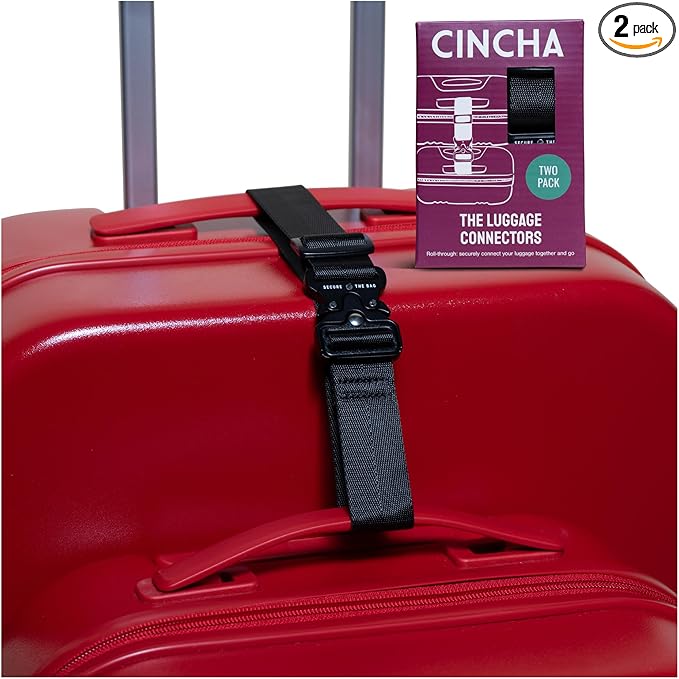 Cincha Add A Bag Luggage Strap Connectors - Connect Multiple Suitcases and Bags - Airport Travel Accessories - As Seen on Shark Tank - 2pcs (Jet)