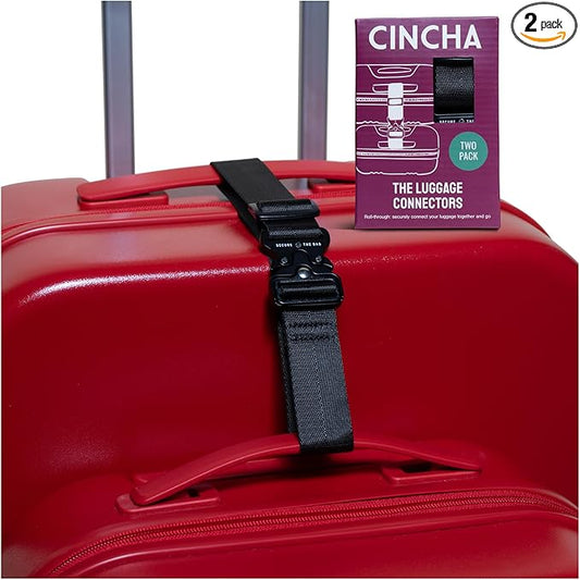 Cincha Add A Bag Luggage Strap Connectors - Connect Multiple Suitcases and Bags - Airport Travel Accessories - As Seen on Shark Tank - 2pcs (Jet)