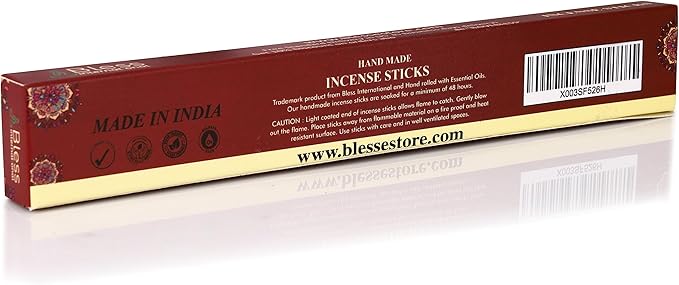 Bless-Cinnamon 100%-Natural-Handmade-Hand-Dipped-Incense-Sticks Organic-Chemicals-Charcoal-Free Purification-Relaxation-Positivity-Yoga-Meditation Best-Woods-Scent (25 Sticks (1.4 OZ))