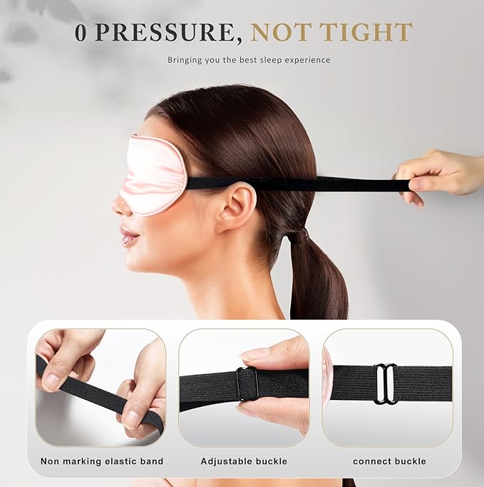 Eye Mask for Sleeping,3 Pack Silk Sleep Masks for Women Men-Blindfold for Travel on Airplane,100% Pure Silk Eye Mask for Sleep with Adjustable Strip