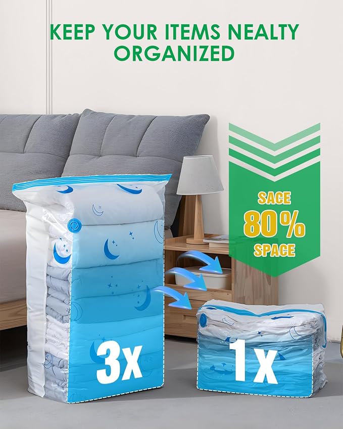 Travel Compression Bags, 25 Pack Vacuum Storage Bags with 1500mAh Rechargeable Battery, Vacuum Seal Bag for Space Saving Clothes, Blanket, Duvets, Pillows, Comforters, Travel Essentials, Luggage