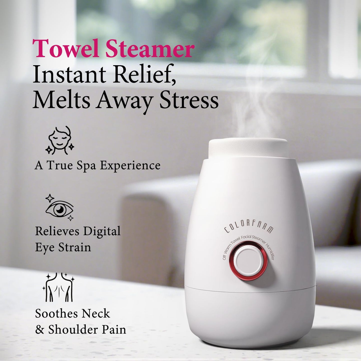 Colorfarm Facial Steamer Nano Ionic: Large 3-in-1 Face Steamer Deep Cleaning Unclogs Pores - Humidifier Towel Steamer Hot Mist Home Sauna Spa for Women Men Sinuses Moisturizing