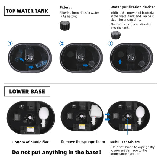 6L Humidifiers for Bedroom Large Room Home, Cool and Warm Humidifier for Plants Mist Top Fill Desk Humidifier Essential Oil Diffuser, Quiet Humidifiers with Adjustable Mist,360°Nozzle-Midnight Black