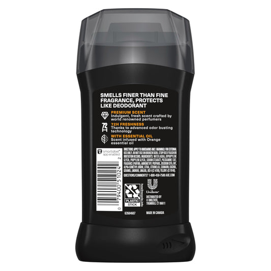 AXE Fine Fragrance Collection Deodorant Stick Black Vanilla with Orange + Sandalwood Essential Oils 4 Pack with 72H Freshness Aluminum-Free 3 oz