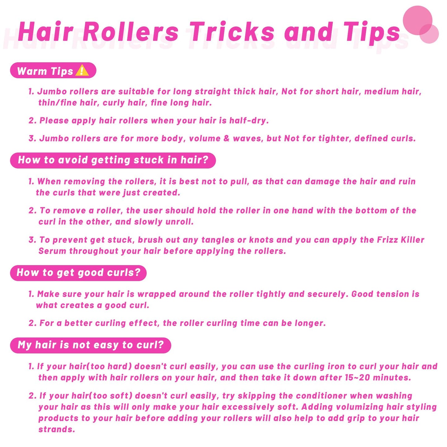 Jumbo Hair Curlers Rollers, 12Pcs 60mm Jumbo Hair Roller Curlers Self Grip Holding Rollers with 12Pcs Hair Clips for Long Straight Thick Hair (Rose Red)