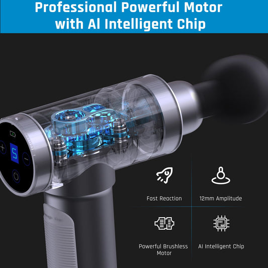 Xllent Massage Gun Deep Tissue,Birthday Gifts for Men Women,Gifts for Boyfriend Girlfriend - Neck Back Massager for Pain Relief Deep Tissue with 6 Heads & 5 Speeds,Prime Today 2025(Grey)