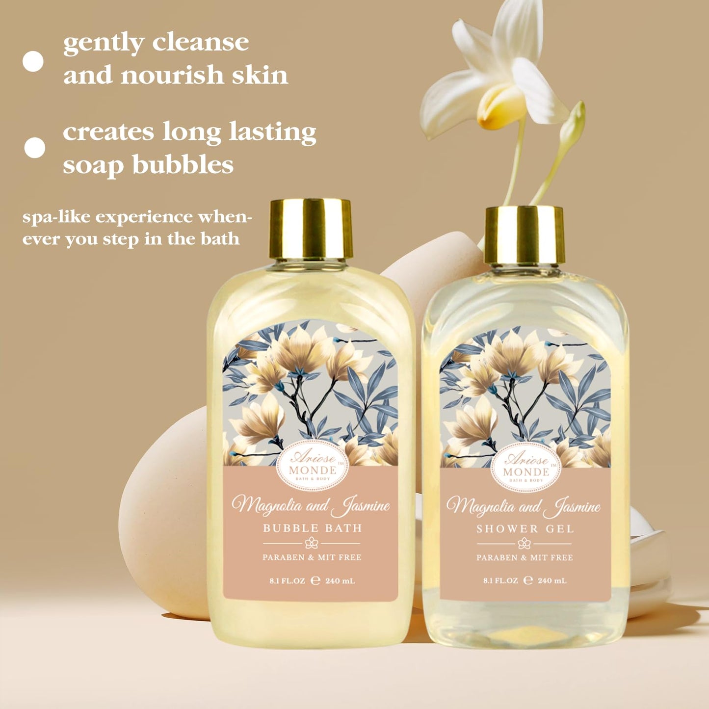 Home Spa Gift Basket, Bath Spa Kit for Women, with Body Lotion, Shower Gel, Bubble Bath, Body Scrub, Bath Salt, Bath Bomb, Bath Gift Set for Mother, Wife Her, with Magnolia and Jasmine Scent