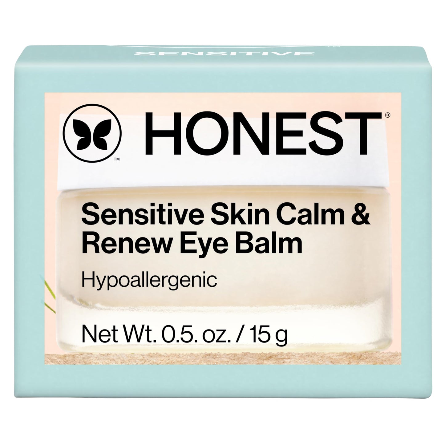 Honest Beauty Sensitive Skin Calm + Renew Eye Balm | Moisturizing + Firming | Hypoallergenic, Fragrance Free, Vegan | 0.5 oz