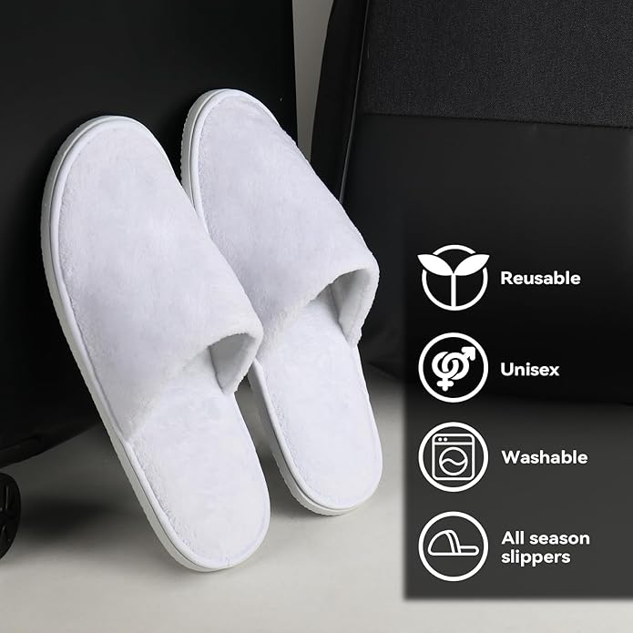 10PCS Unisex Guest Disposable Slippers, SPA Cotton Slipper, Hotel Bath Slippers Disposable, Travel Bulk Guest House Slipper for Shoeless Home, Travel, Hotel or Commercial