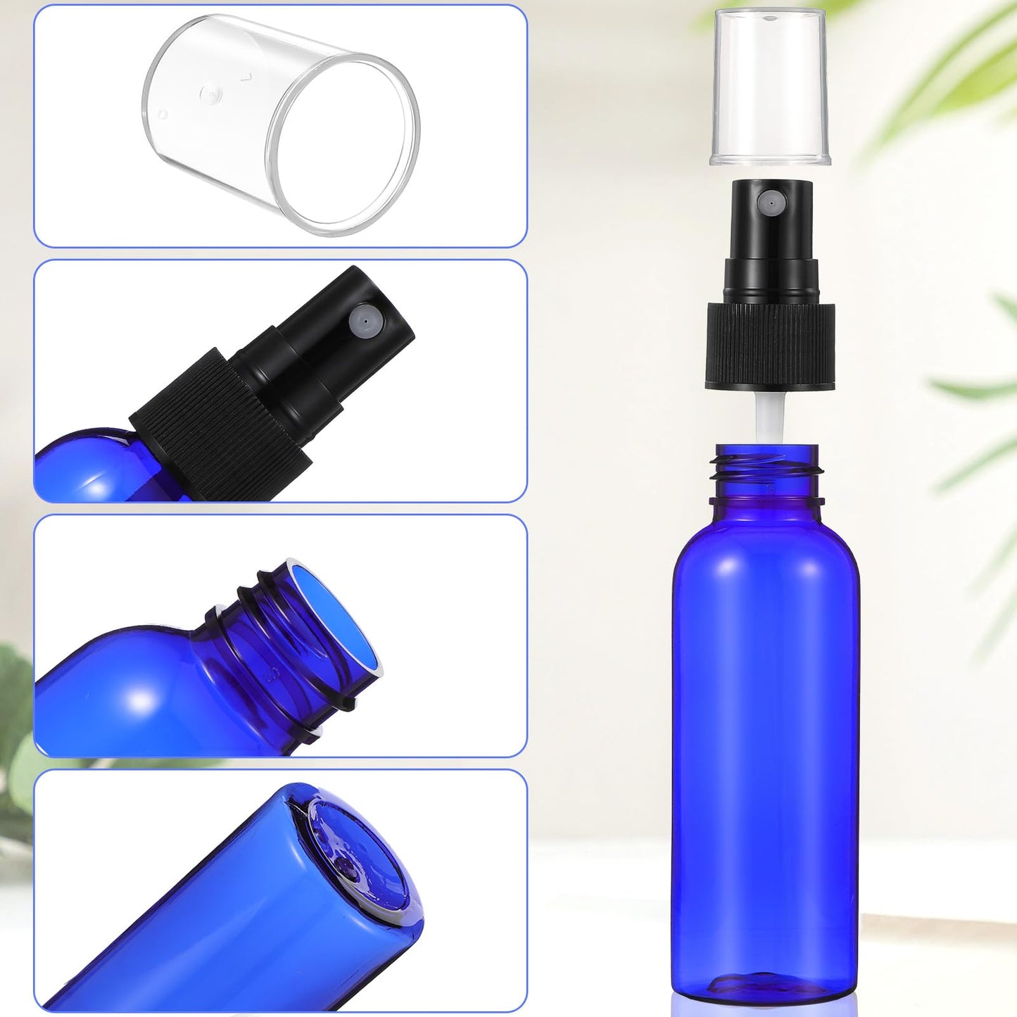 Lemecima 50 Pack 2 Oz Plastic Spray Bottles Reusable Mini Travel Size Perfume Refillable Mist Sprayer Empty Spritz Bottle for Household Use Essential Oil Cleaning