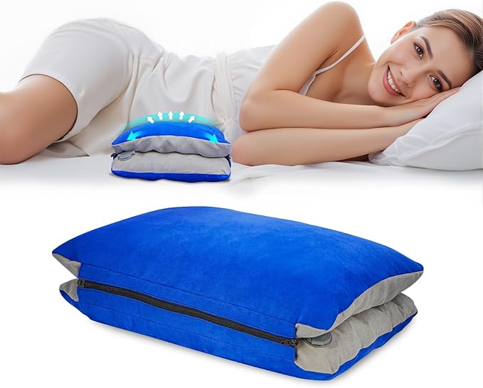 JefDiee Lumbar Support Pillow with Memory Foam and Washable Cover Travel Lumbar Pillow for Car, Office Chair Back Support Office Chair Back Support for Reducing Lower Back Pain(Azure, Standard)