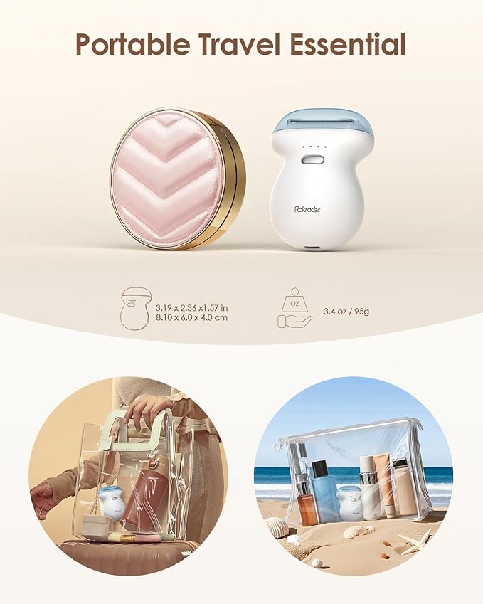 Mini Body Hair Trimmer for Travel, Womens Electric Shaver Type-C Rechargeable Hair Removal Razor with LED Display, Waterproof Wet/Dry Home Use, On-The-Go White
