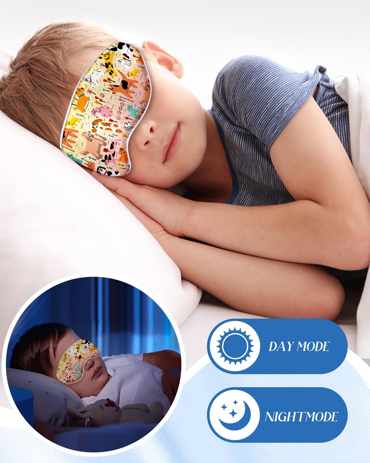 Miss Adola Kids Sleep Mask - Silk Eye Mask for Kids Cute Cartoon Cool Kawaii Soft Smooth Lightweight Boys Girls Teens Sleeping Mask with Adjustable Straps, Crayon Dog
