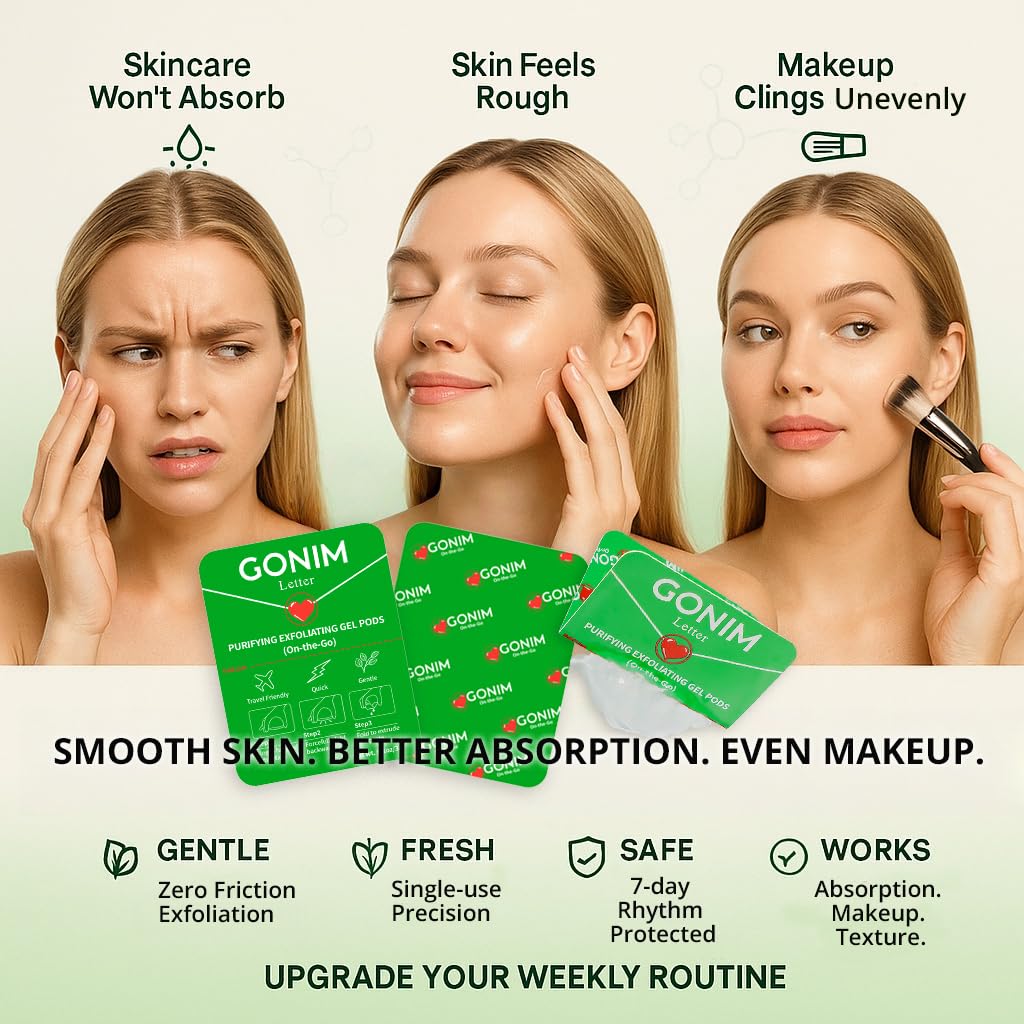 GONIM Exfoliating Facial Cleanser with Hyaluronic Acid, Exfoliating Face Wash, Oil-Free Gentle Face Exfoliator Pore Cleaner, Non-Comedogenic Face Scrub Peeling Gel, Weekly Dead Skin Remover, 15count