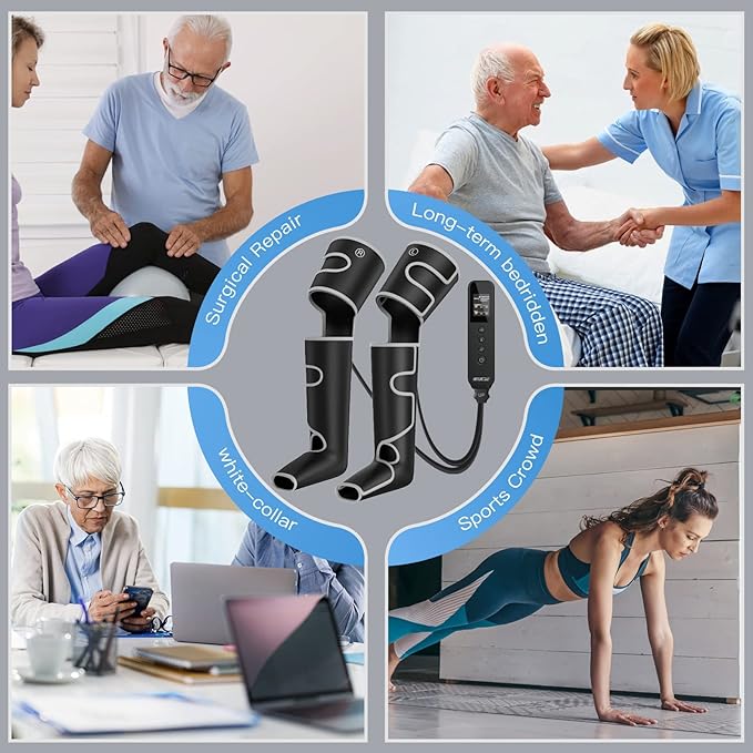 CINCOM Leg Massager with Heat and Compression, 3-in-1 Foot Calf & Thigh Massager for Circulation and Pain Relief Helpful for Lymphedema Edema Restless and Relaxation FSA - HSA