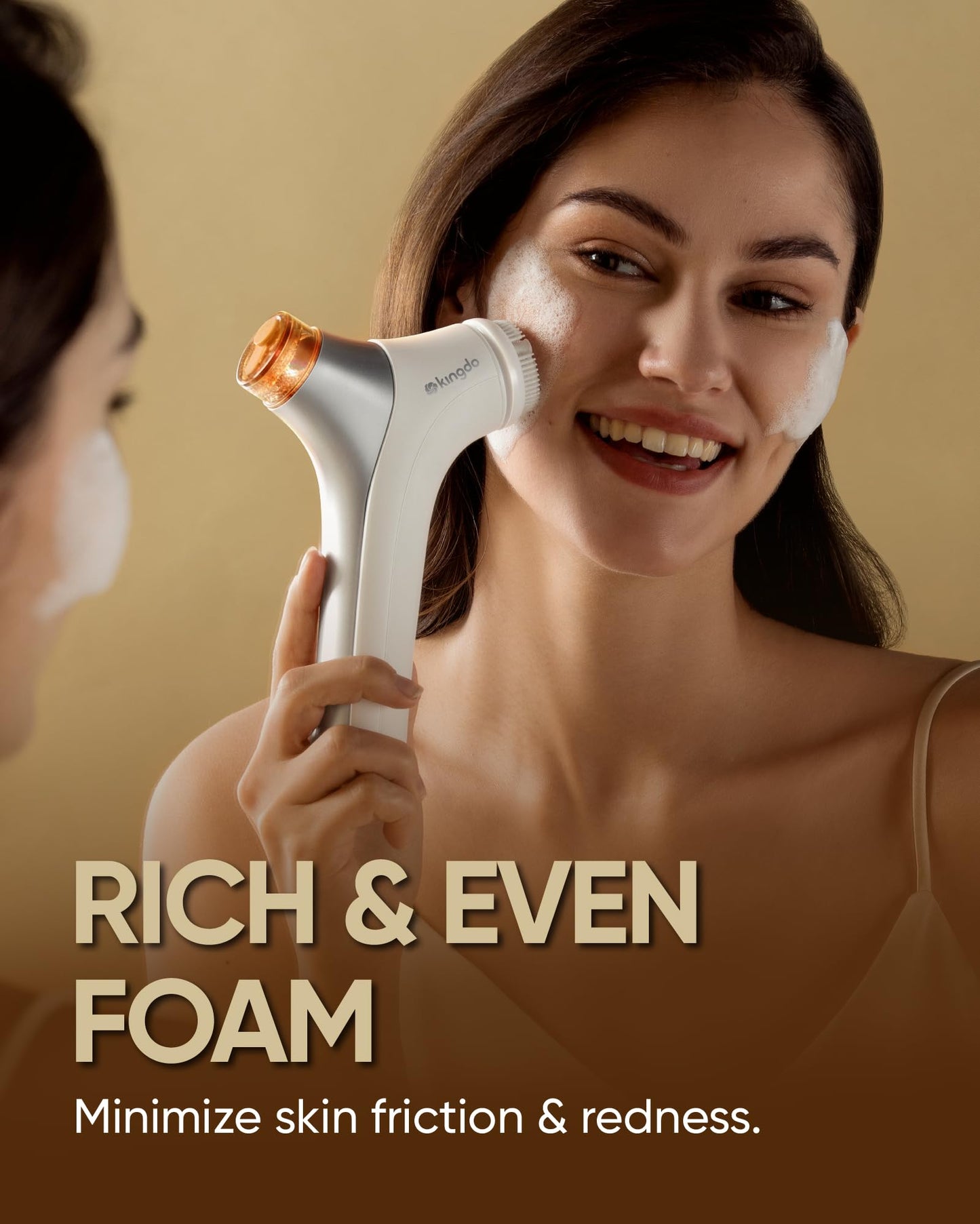 kingdo 2-in-1 Face Scrubber & Makeup Remover Device, Smart Automatic Foaming Facial Cleansing Brush Exfoliator with Face Cleanser for Deep Cleansing & Exfoliating & Removing Makeup Skin Care