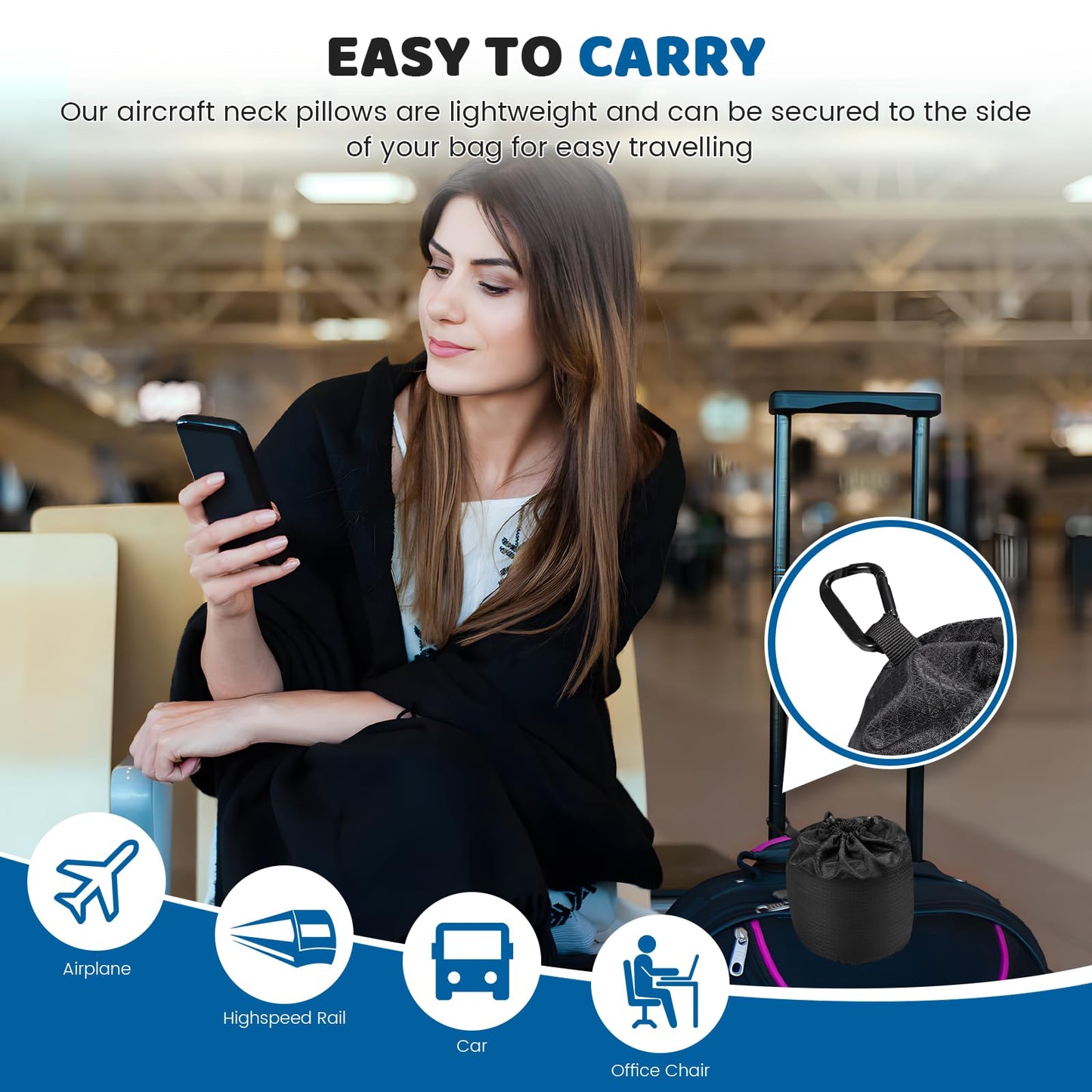 4litamz Neck Pillow Airplane,100% Pure Memory FoamTravel Neck Pillow Travel Neck Support Ergonomic &Portable Design Best for Sleeping Plane Car Train Office Flight (Small Grey)