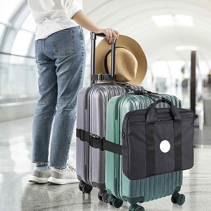 Add a Bag Luggage Strap - Heavy Duty Adjustable Suitcase Belt - Travel Accessory for 3 pcs Luggage Connecting - 3 Pack (Black)