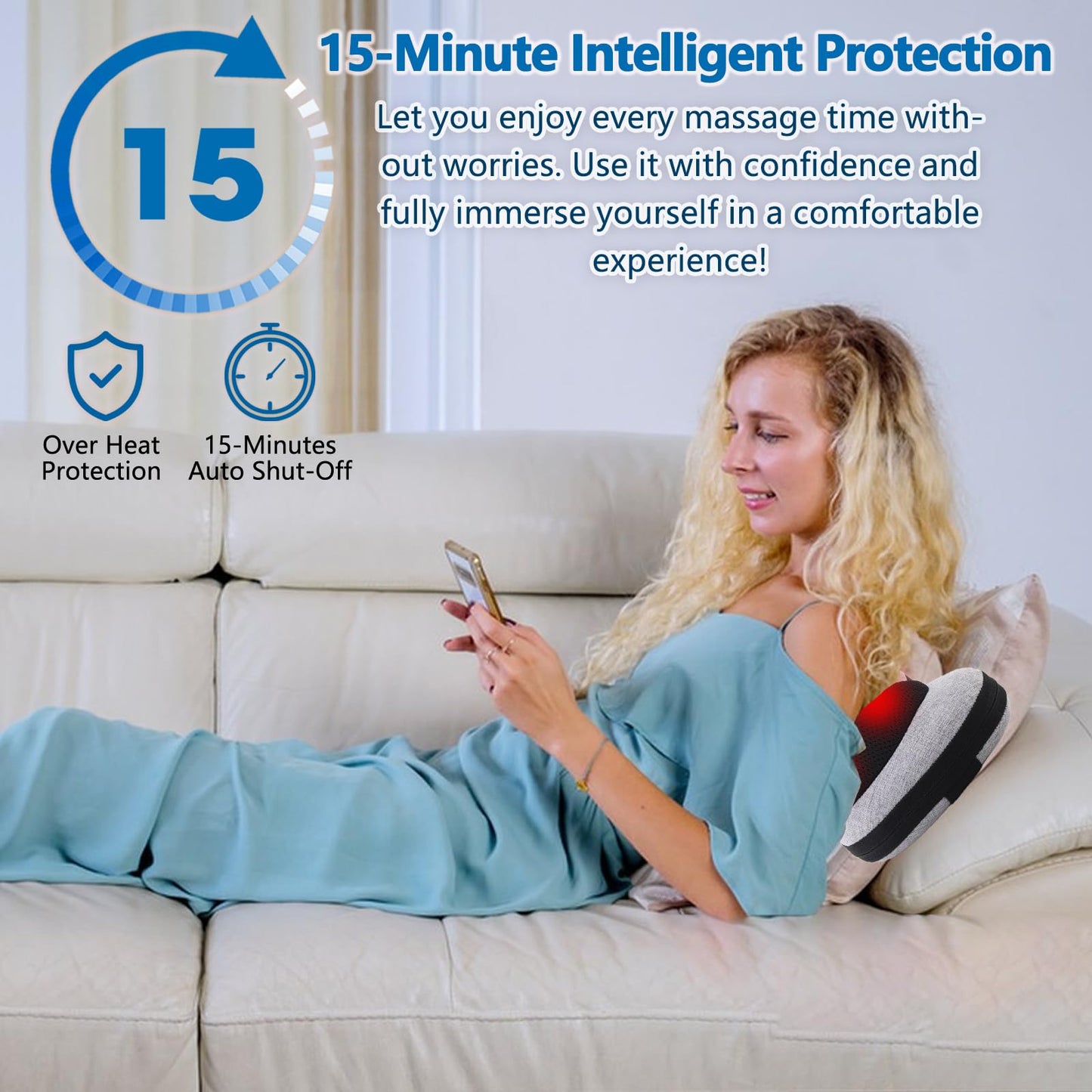 GAXEZO Massage Pillow, Neck and Back Massager with Heat, Shiatsu Massage Pillow for for Back, Shoulder, Leg, Foot, Gift for Men Women Mom Dad, Stress Relax at Home Office and Car