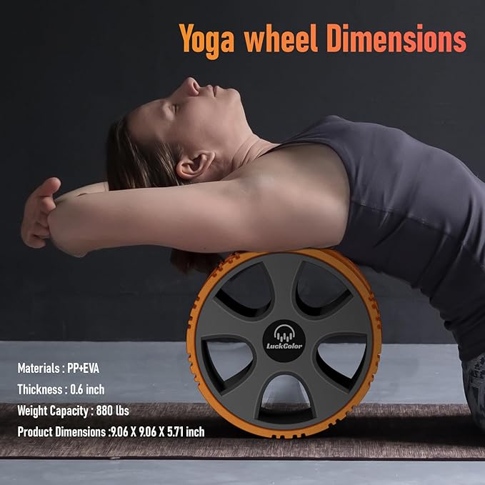 Back Roller, Back Wheel Targeted Back Pain Relief, Yoga Wheel Muscle Massage, Foam Roller for Trigger Point Therapy Physical, Stretching & Exercise, 880lbs Capacity, 10 Inch (Orange+Grey)