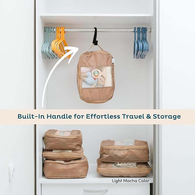 6-Pack Compression Packing Cubes Travel Essentials - Lightweight, Water-Resistant Luggage Organizer Bags with Handles, Durable Travel Accessories Suitcase Organizer (Inkblue)