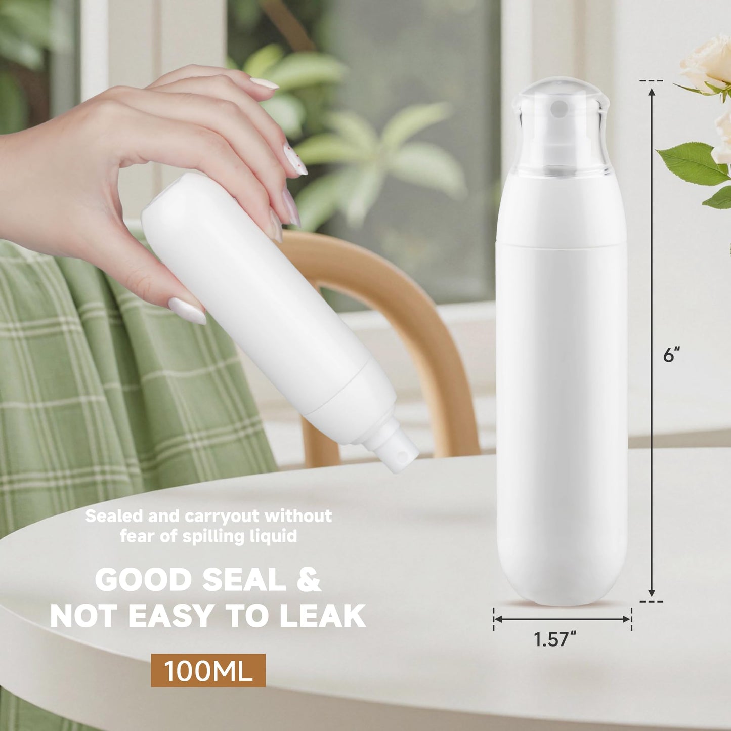 Small Spray Bottle, Fine Mist Mini Spray Bottles 3.4oz, Empty Plastic Travel SIze Stylist Sprayers Leak Proof Refillable Containers, for Toners Face Hair Perfume Skincare Cosmetics (White, 3Pcs)