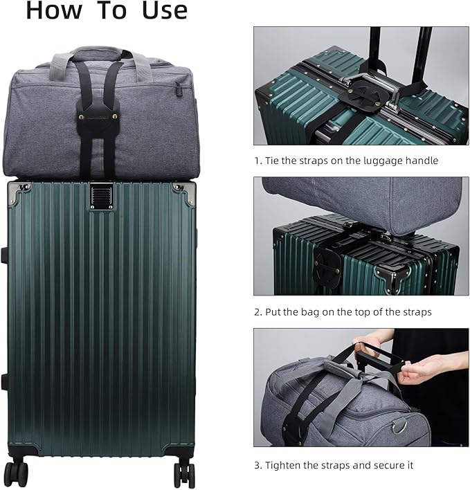 Adjustable Luggage Straps for Suitcases Add a Bag High Elastic Travel Bag Bungees Connecting Carry On Bag TSA Approved (2 Pack Black)