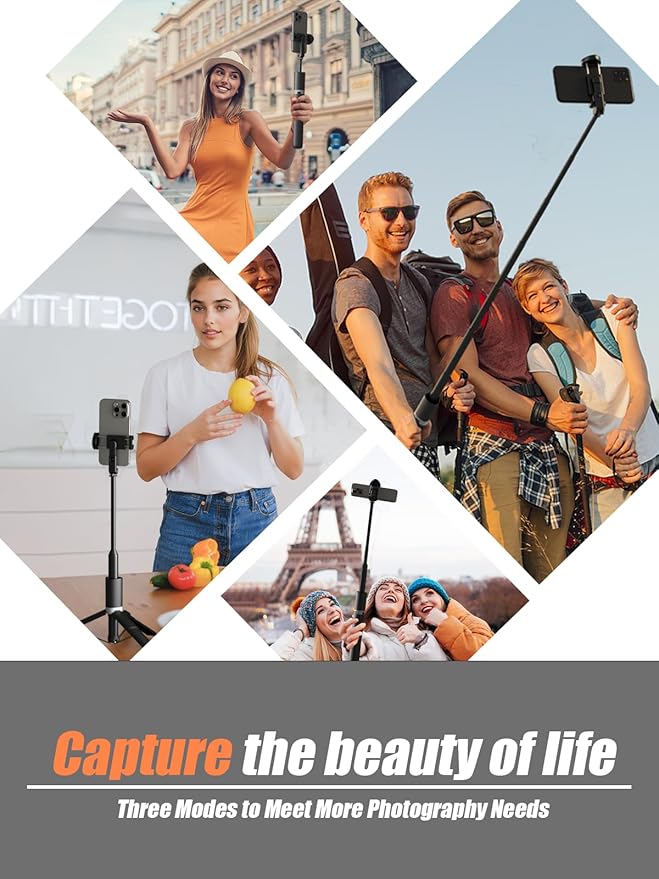 61" Tripod for iPhone, Selfie Stick for iPhone with Wireless Remote, Lightweight Travel Phone Tripod, Phone Stand for Selfie/Video Recording Vlogging, Compatible with Smartphones Android