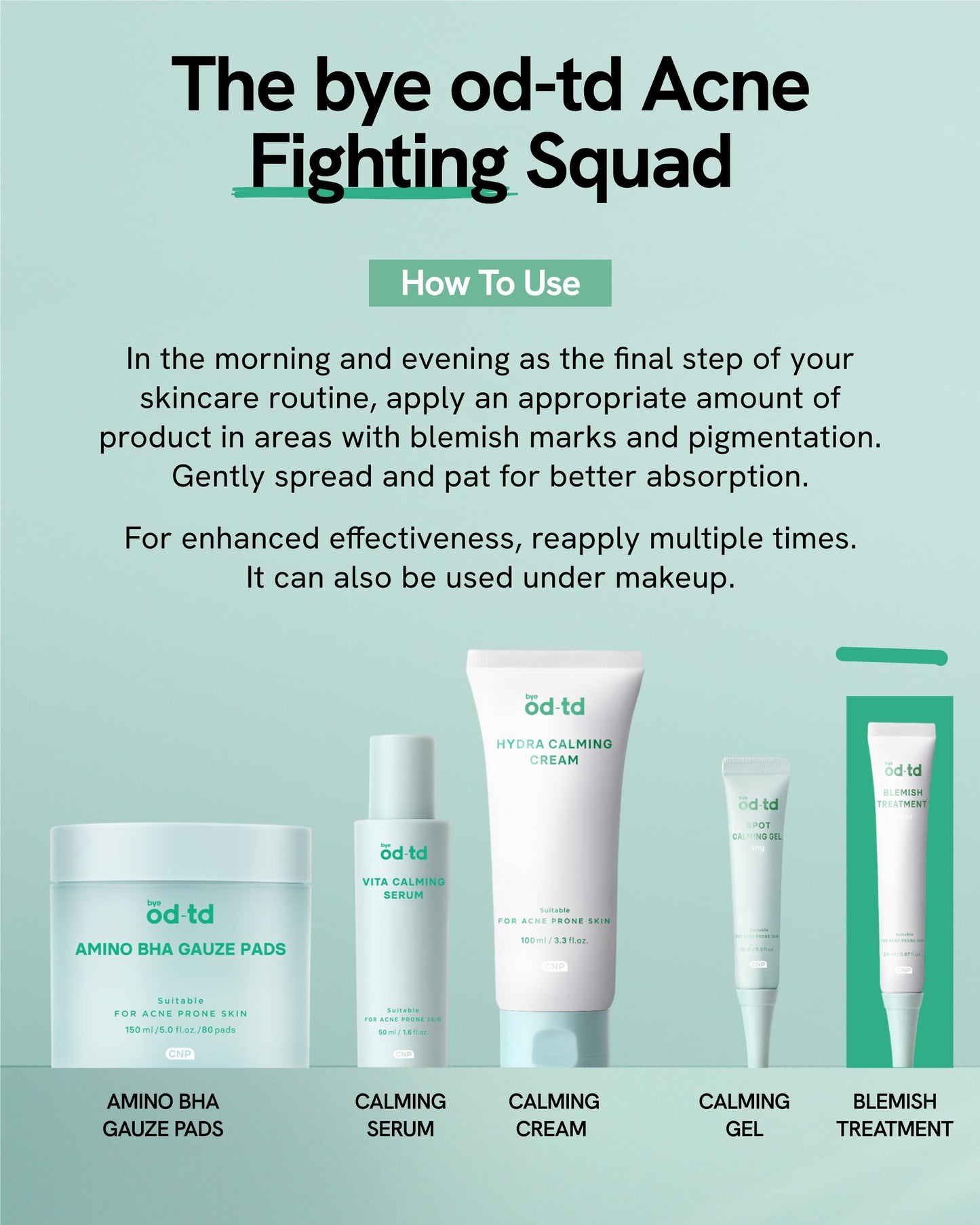 Bye od-td Blemish Treatment (0.7fl oz) - Post-Blemish Marks, Correction Korean Skin Care. TECA, Allantoin, Herb-Vinegar Tincture.