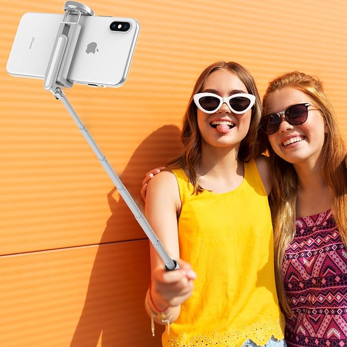 ATUMTEK Selfie Stick Tripod, 3-in-1 Extendable Aluminum Phone Tripod with Detachable Bluetooth Remote, Compatible with iPhone 17/16/15/14/13/12/11/11 Pro/XS Max/XR and Samsung Smartphones, White